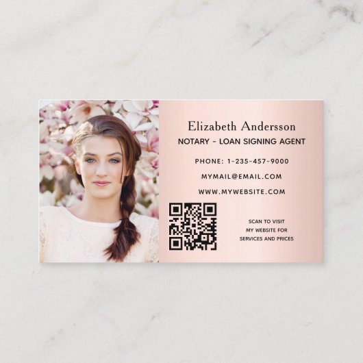 Verplichte ondertekenaar roos goudfoto QR-code Visitekaartje (Achterkant)
