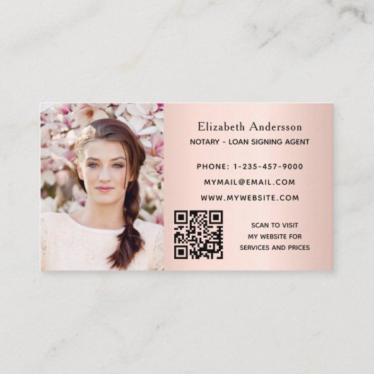 Verplichte ondertekenaar roos goudfoto QR-code Visitekaartje (Achterkant)