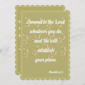 Verplichting aan de Heer Spreuken 16:3 Kaart (Voorkant / Achterkant)