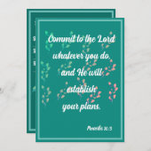 Verplichting aan de Heer Spreuken 16:3 Kaart (Voorkant / Achterkant)
