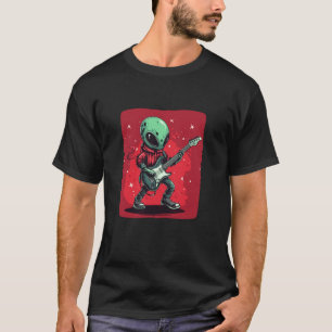Verpulverende Alien Brengt Galactische Gitaar Vibe T-shirt