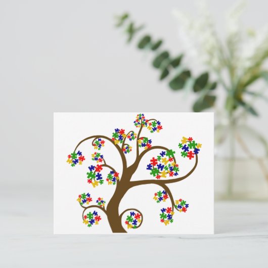 Verpuzzelde levensboom briefkaart (Staand voorkant)