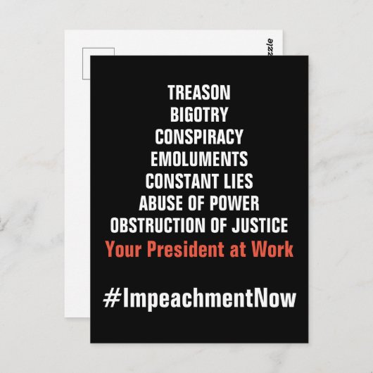 Verraad Collusie Emolumenten Obstructie Impeach Briefkaart (Voorkant / Achterkant)