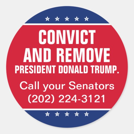 Verraad en verwijder senaat President Donald Trump Ronde Sticker (Voorkant)