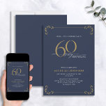 Verraag 60 & Fabulous Blue White en Gold Birthday Kaart<br><div class="desc">Het is een speciale verrassing van 60ste verjaardag, en het is tijd om te vieren! Wil je de beste baard in de stad gooien? Zorg ervoor het met het hoogste van stijl met deze Uitnodiging van de Dagen van 60 & Fabulous Blue White & Gold Calligraphy van de Dag van...</div>