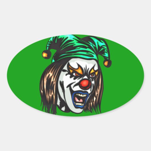 Verraderlijke kwade clown ovale sticker (Voorkant)