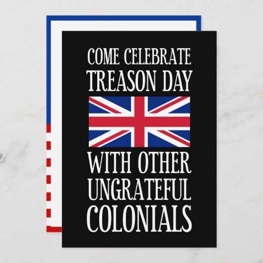 Verradersdag Ondankbare Koloniale 4 juli Humor Kaart (Voorkant / Achterkant)