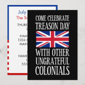 Verradersdag Ondankbare Koloniale Vierde Juli Humo Kaart (Voorkant / Achterkant)