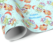 Verrafte Goldfish and Dancers - Happy Birthday! Cadeaupapier (Rol Hoek)