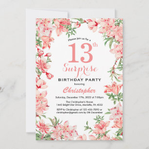 Verras 13e verjaardag Roze Boho botanische flora Kaart