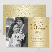 Verras 15-jarig jubileum met Photo Gold Elegant Kaart (Voorkant / Achterkant)