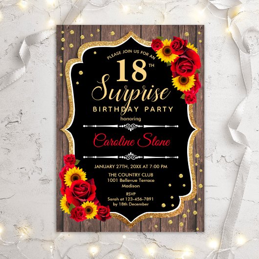 Verras 18e verjaardag - Rustic Wood Sunflower Kaart