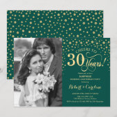 Verras 40 jaar huwelijk met foto groen goud kaart (Voorkant / Achterkant)