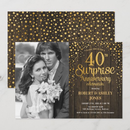 Verras 40e Jubileum met foto - Wood Gold Kaart (Voorkant / Achterkant)