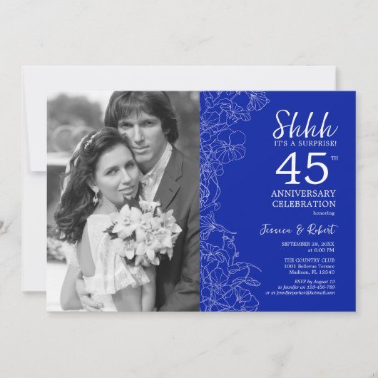 Verras 45e Jubileum met foto Royal Blue Kaart (Voorkant)