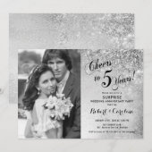 Verras 5-jarig jubileum met foto - Zilver Wit Kaart (Voorkant / Achterkant)