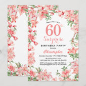 Verras 60e verjaardag Roze Boho botanische flora Kaart (Voorkant / Achterkant)