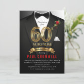Verras 60e verjaardag Tuxedo Uitnodiging (Staand voorkant)