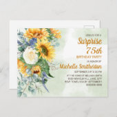 Verras 75e verjaardag Zonnebloemen Eucalyptus Briefkaart (Voorkant / Achterkant)