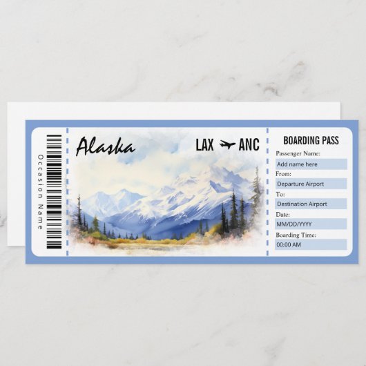 Verras Alaska Boarding Pass Cadeaubon Kaart (Voorkant / Achterkant)