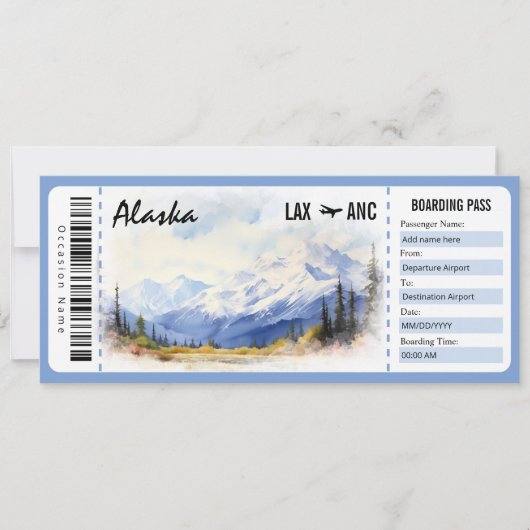 Verras Alaska Boarding Pass Cadeaubon Kaart (Voorkant)