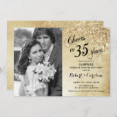 Verras de 35e verjaardag met foto - Goud Kaart (Voorkant / Achterkant)