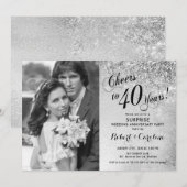 Verras de 40ste verjaardag met foto - Zilver Kaart (Voorkant / Achterkant)