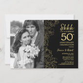Verras het 50ste Jubileum met Photo Black Gold Kaart (Voorkant)