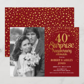 Verras op 40ste verjaardag met foto - Rood Goud Kaart (Voorkant / Achterkant)