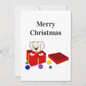 Verras Puppy in een rode geschenkdoos Kerstmis Feestdagenkaart (Voorkant)