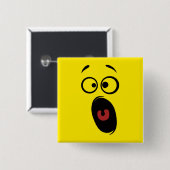 Verrassd, geschrokken, geel gezicht vierkante button 5,1 cm (Voorkant /achterkant)