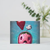 Verrassde aardbei briefkaart (Staand voorkant)