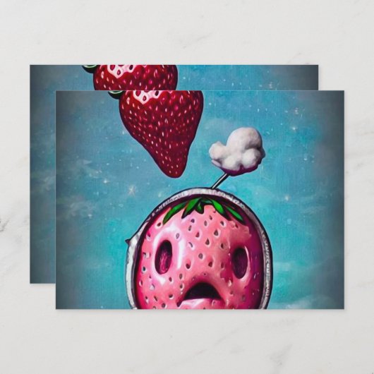 Verrassde aardbei briefkaart (Voorkant / Achterkant)