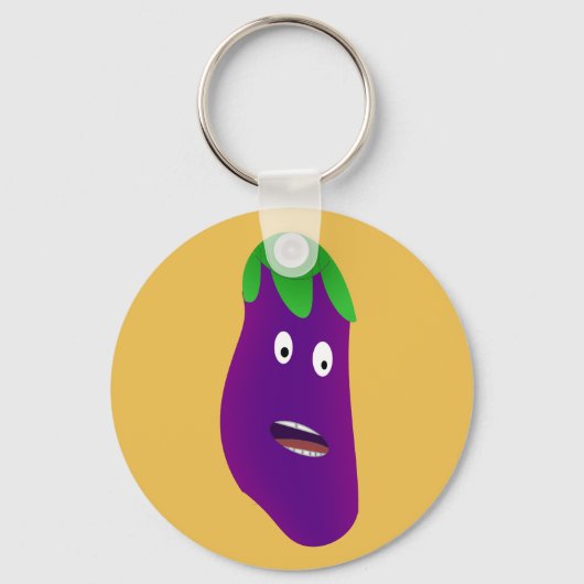 Verrassde Eggplant door Kenneth Yoncich Sleutelhanger (Voorkant)