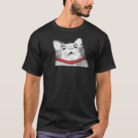 Verrassde kattenbenzine-thema - zwart T-shirt (Voorkant)