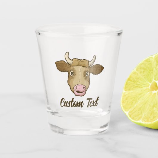 Verrassde Koe Shot Glass Glas (Voorkant)