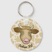 Verrassde Koe Sleutelhanger (Voorkant)