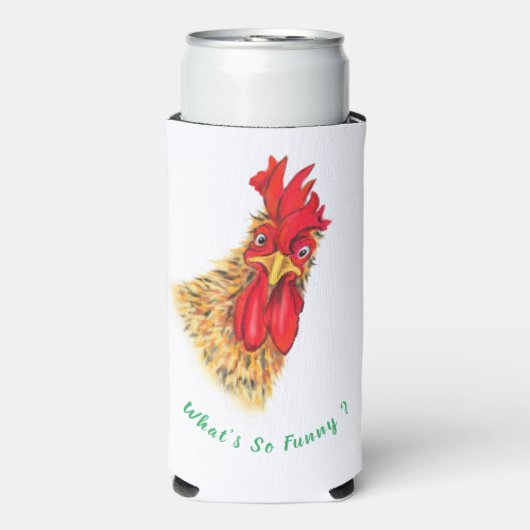 Verrassde, nieuwsgierige Koelbox Fun afspelen Seltzer Blikjeskoeler (Seltzer Voorkant)