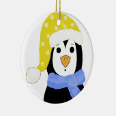 Verrassde pinguïn keramisch ornament (Rechts)