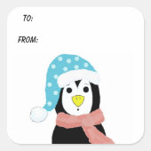 Verrassde pinguïn vierkante sticker (Voorkant)