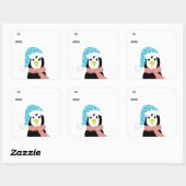 Verrassde pinguïn vierkante sticker (Vel)