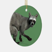 Verrassde Raccoon Keramisch Ornament (Rechts)
