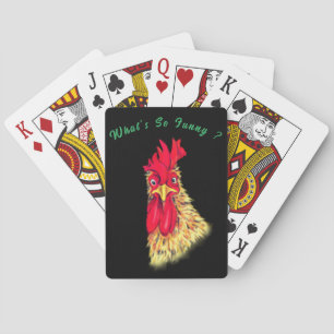 Verrassde Rooster Grappige Speelkaarten Aangepaste