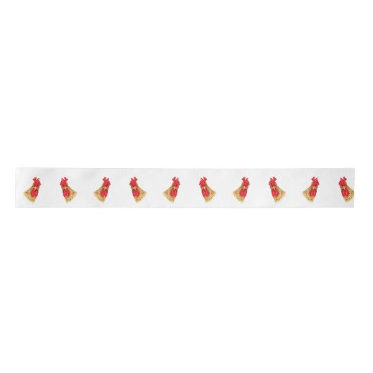 Verrassde Rooster Satin Ribbon Funny Satijnen Lint (Voorkant)