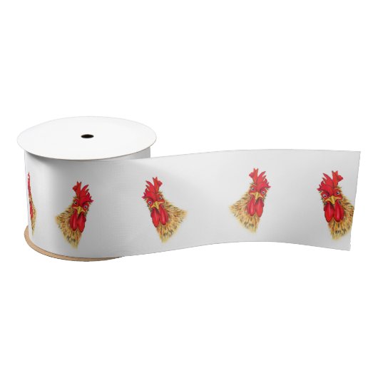 Verrassde Rooster Satin Ribbon Funny Satijnen Lint (Spoel)