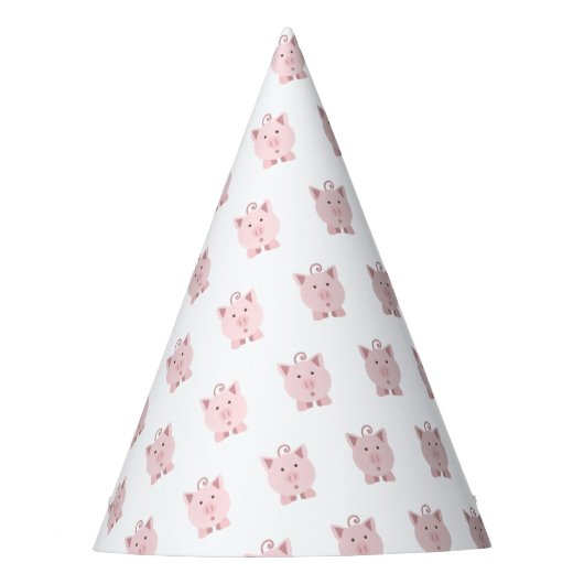 Verrassde roze roze varken feesthoedjes (Voorkant)