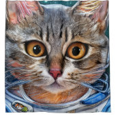 Verrassde ruimtetekat douchegordijn (Voorkant)