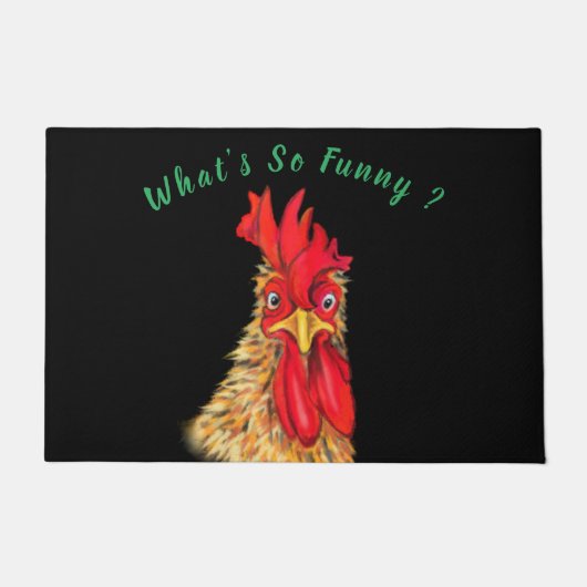 Verrassde, verraderlijke Rooster Doormat Deurmat (Voorkant)