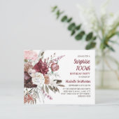 Verrassend 100e verjaardag Burgundy Blush Pink Flo Briefkaart (Staand voorkant)