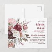 Verrassend 100e verjaardag Burgundy Blush Pink Flo Briefkaart (Voorkant / Achterkant)